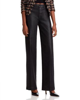 Clayton High Rise Wide Leg Jeans in Noir Coated by L'AGENCE