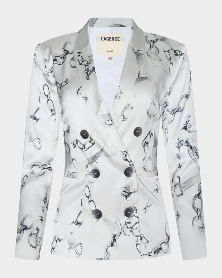 Colin Silk Double-Breasted Blazer by L'AGENCE