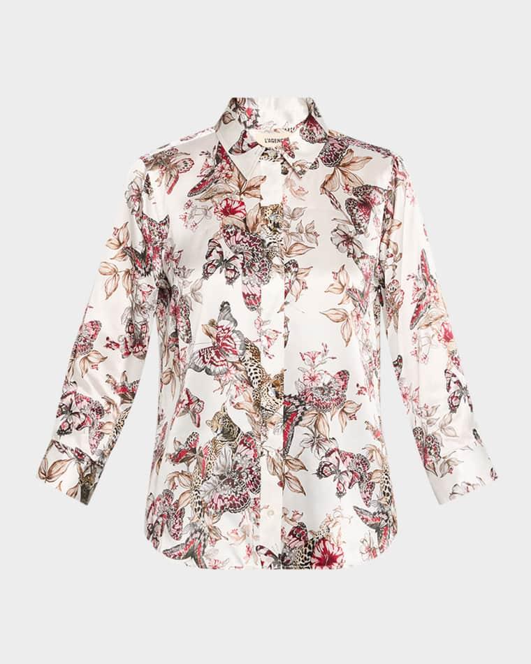 Dani Silk Button-Front Blouse by L'AGENCE