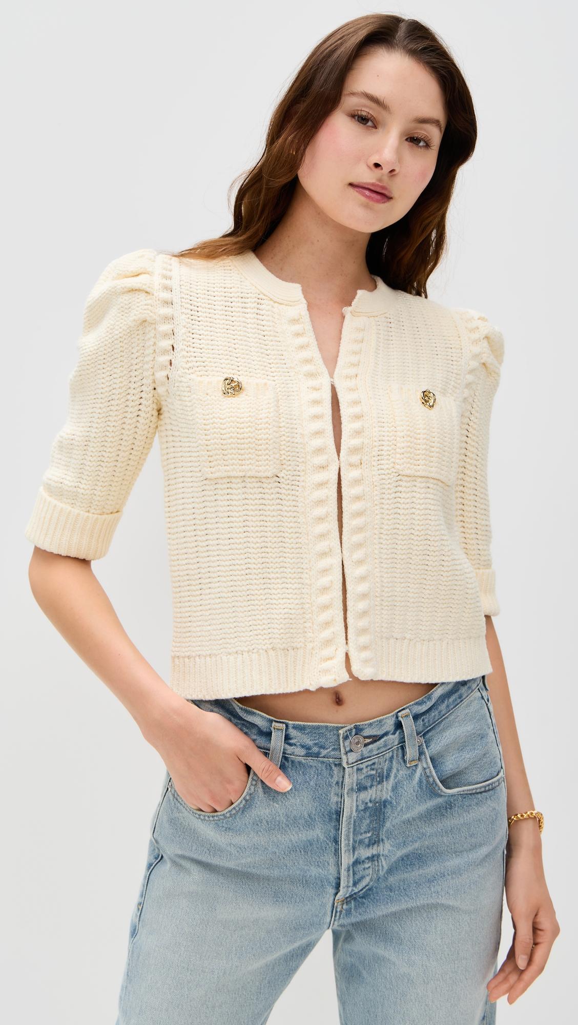 Delilah Crop Textured Cardigan by L'AGENCE