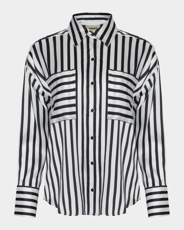 Eliora Striped Relaxed Blouse by L'AGENCE