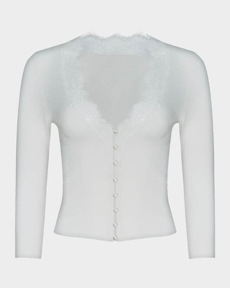 Eluna Lace-Trim Cardigan by L'AGENCE