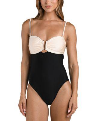 Emilia Solids Color Block Bandeau One Piece Swimsuit by L'AGENCE