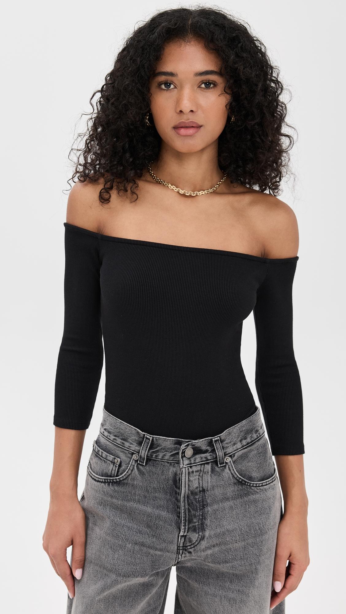 Evelyn Off Shoulder Thong Bodysuit by L'AGENCE