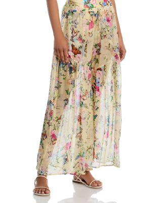 Garden Butterflies Sharon Sheer Wide Leg Swim Cover-Up Pants by L'AGENCE