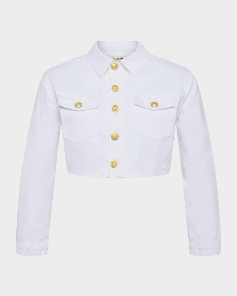 Genevie Cropped Denim Jacket by L'AGENCE