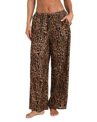 Geraldine Patch Leopard Pants Swim Cover-Up by L'AGENCE