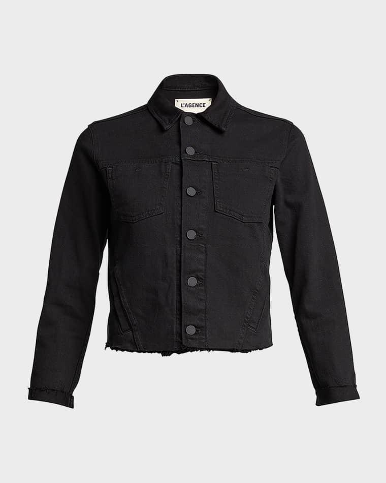 Janelle Slim Raw-Edge Denim Jacket by L'AGENCE
