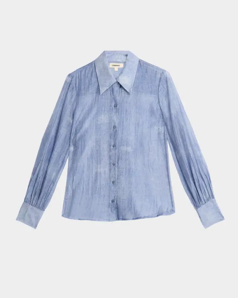 Jayleen Chiffon Button-Front Shirt by L'AGENCE