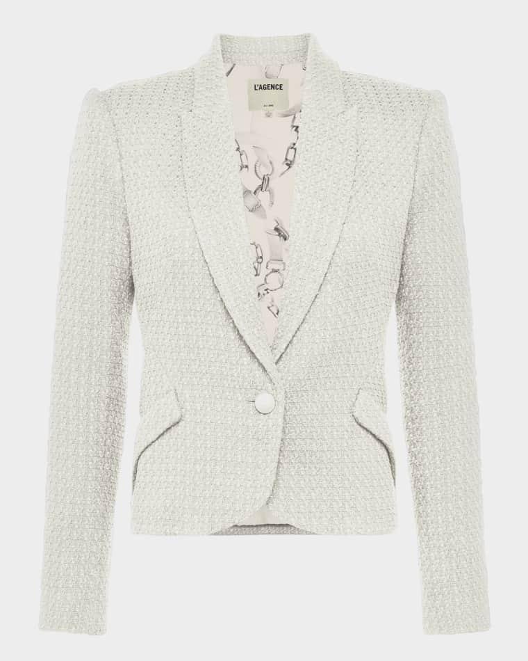 Jennah Single-Breasted Tweed Blazer by L'AGENCE