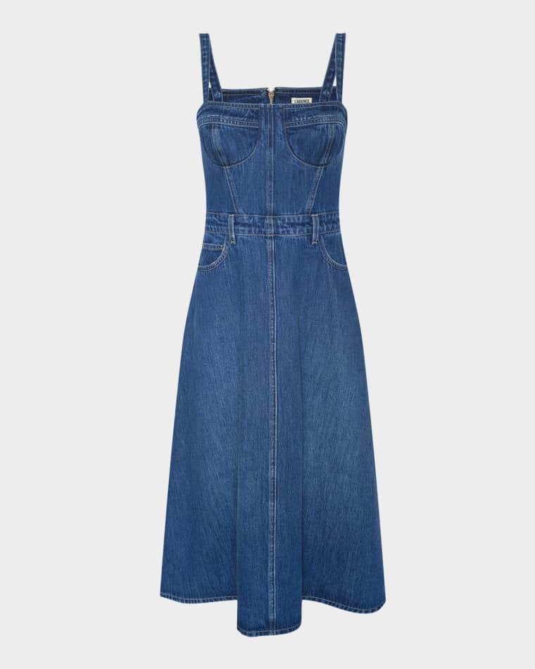 Jovie Denim Bustier Midi Dress by L'AGENCE