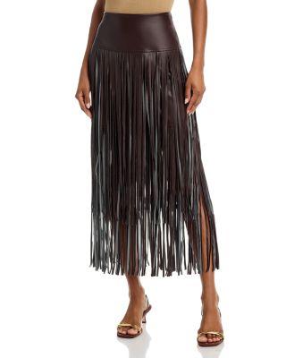 Karolina Faux Leather Fringe Skirt by L'AGENCE