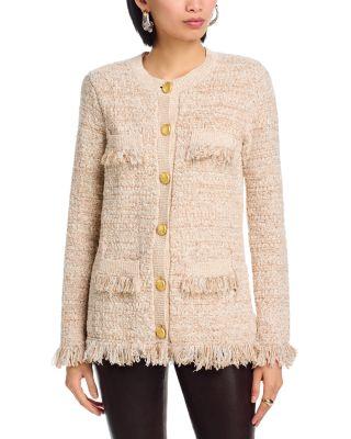 Kastoria Fringe Trim Cardigan Sweater by L'AGENCE