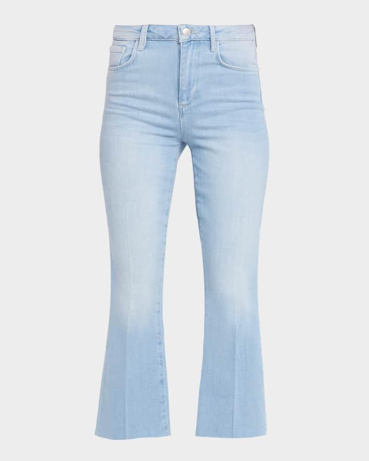 Kendra High-Rise Crop Flare Jeans with Raw Hem by L'AGENCE