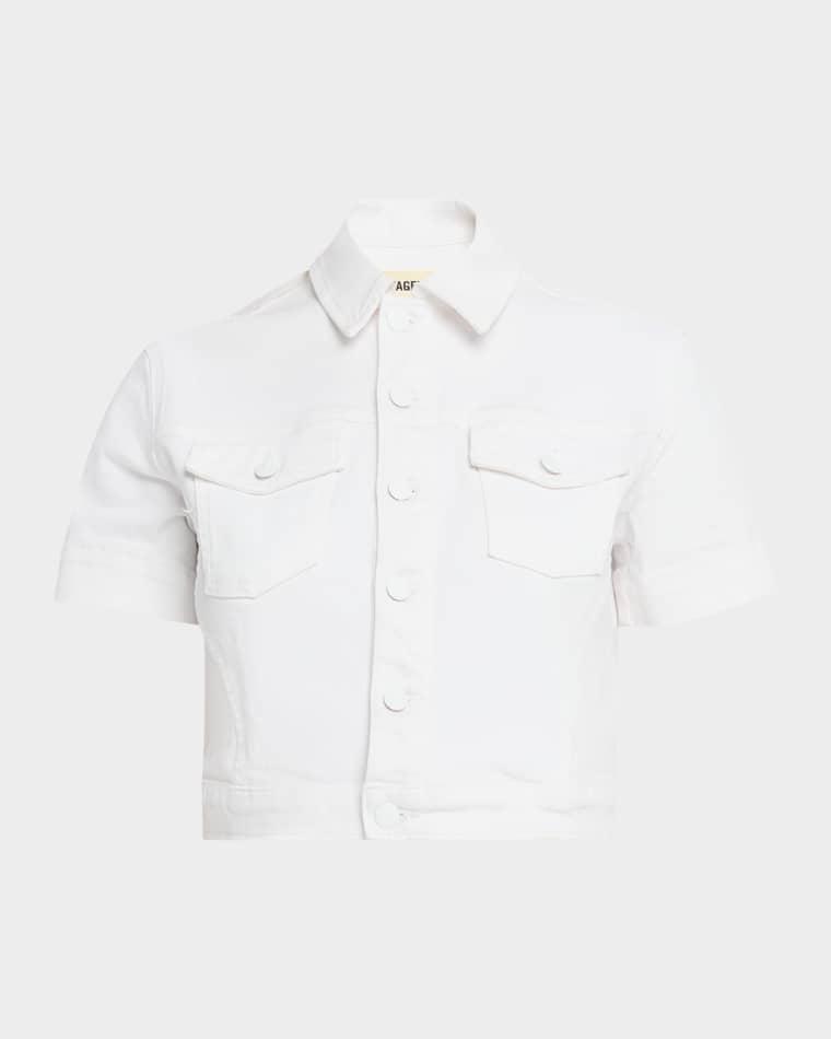 Kirstie Cropped Short-Sleeve Denim Jacket by L'AGENCE