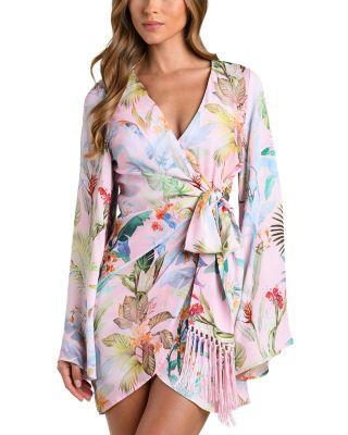 Kohima Colorful Palm Mini Cover-Up Dress by L'AGENCE