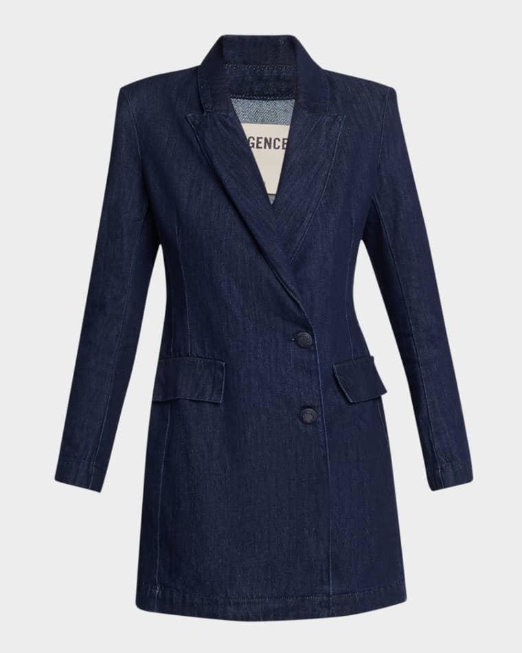 Kylan Double-Breasted Denim Blazer Dress by L'AGENCE