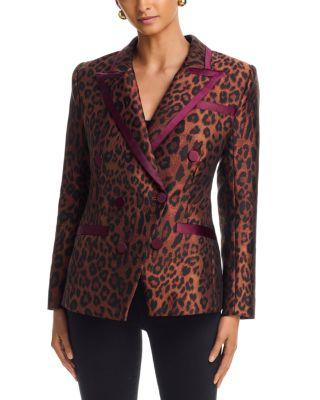 Kyomi Contrast Trim Leopard Print Blazer by L'AGENCE