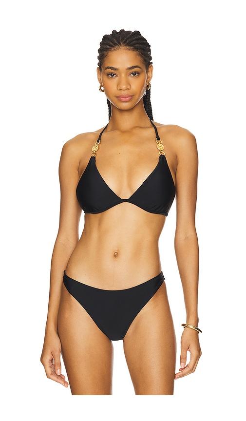 L'AGENCE Annabelle Solid Triangle Bikini Top in Black by L'AGENCE