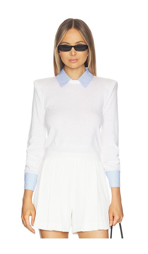 L'AGENCE April Poplin Collar Pullover in White by L'AGENCE