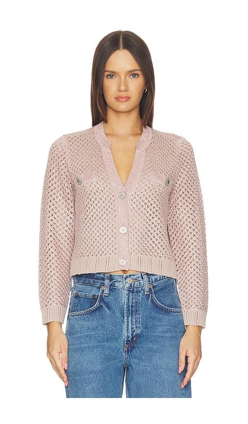 L'AGENCE Blanca Sequin Crop Cardigan in Rose by L'AGENCE