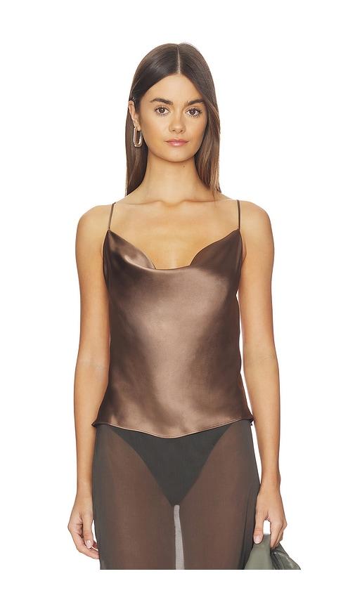 L'AGENCE Calista Cowl Neck Cami Top in Brown by L'AGENCE