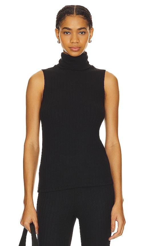 L'AGENCE Ceci Sleeveless Turtleneck in Black by L'AGENCE