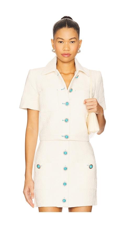 L'AGENCE Chita Crop Short Sleeve Jacket in Cream by L'AGENCE