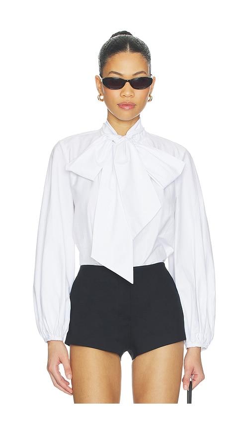 L'AGENCE Deon Tie Neck Blouse in White by L'AGENCE