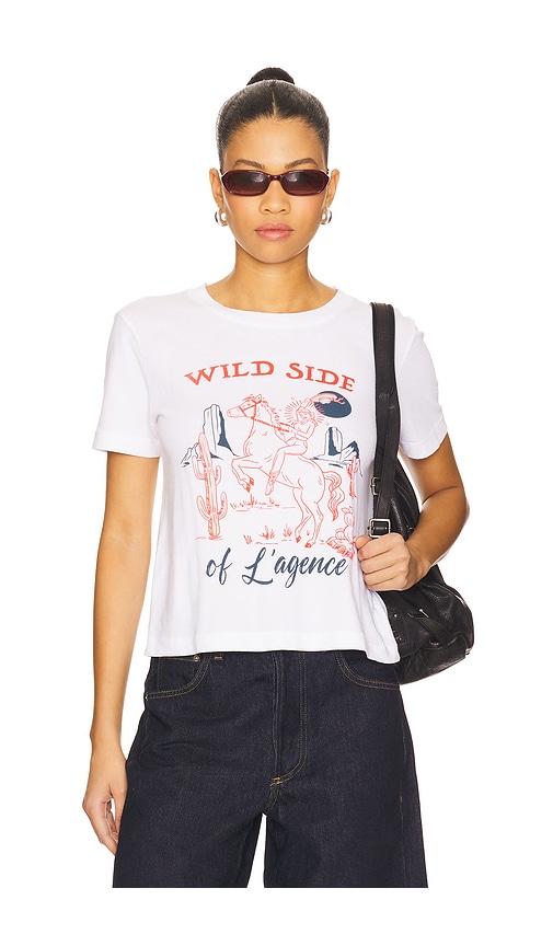 L'AGENCE Eliza Wild Side Tee in White by L'AGENCE