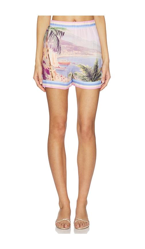 L'AGENCE Enyo Postcard Print Shorts in Blush by L'AGENCE