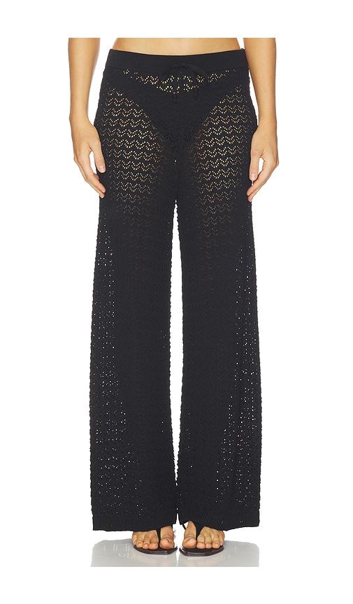 L'AGENCE Gaelle Pointelle Knit Pant in Black by L'AGENCE