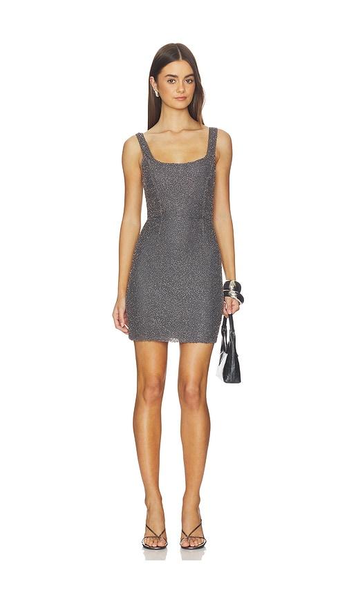 L'AGENCE Inori Beaded Mini Dress in Charcoal by L'AGENCE