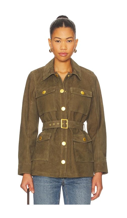 L'AGENCE Ishani Belted Jacket in Olive by L'AGENCE