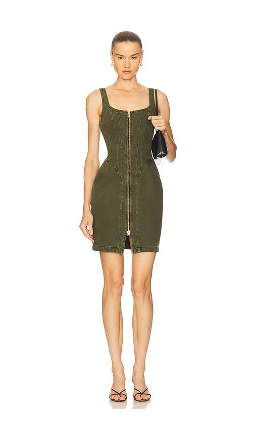 L'AGENCE Jaxyn Corset Zip Dress in Green by L'AGENCE