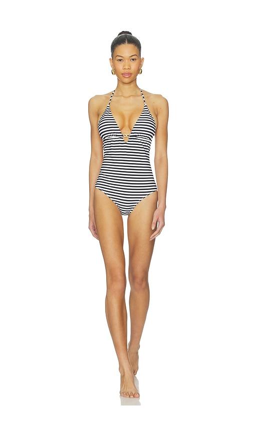 L'AGENCE Leila One Piece Swimsuit in Black,White by L'AGENCE