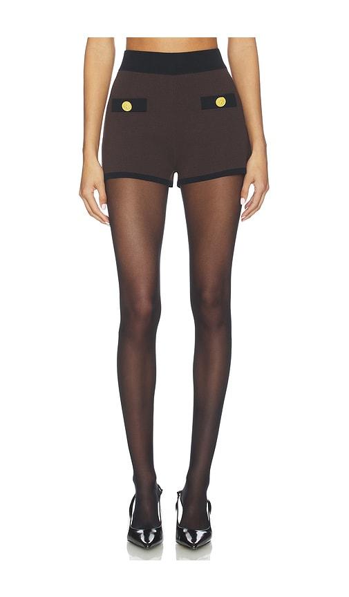 L'AGENCE Lumi Trim Knit Micro Short in Brown by L'AGENCE