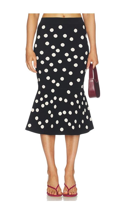 L'AGENCE Mae Polka Dot Flare Skirt in Black,White by L'AGENCE