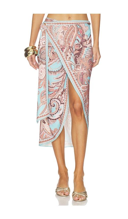 L'AGENCE Marena Sarong in Blue,Brown by L'AGENCE