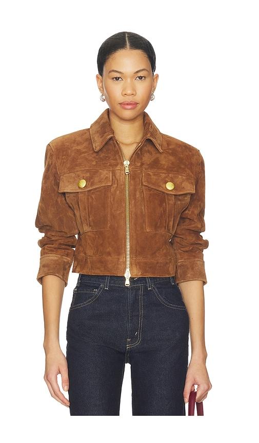 L'AGENCE Micah Oversized Collared Jacket in Brown by L'AGENCE
