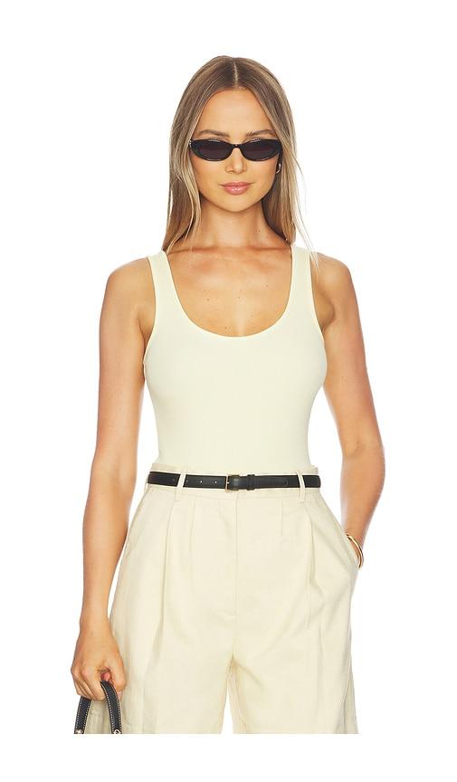 L'AGENCE Nica Scoop Neck Tank Bodysuit in Lemon by L'AGENCE