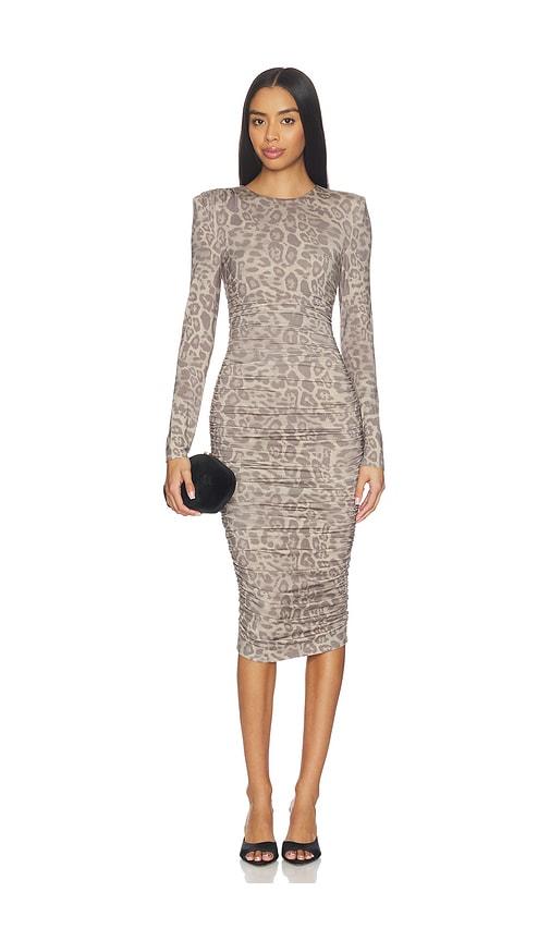 L'AGENCE Paityn Long Sleeve Shirred Dress in Light Grey by L'AGENCE