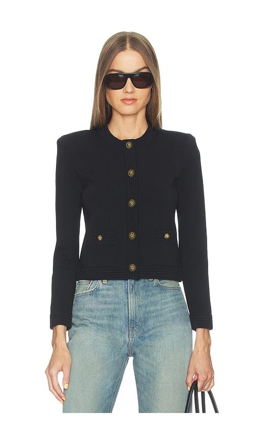 L'AGENCE Patsy Crop Crew Cardi in Black by L'AGENCE