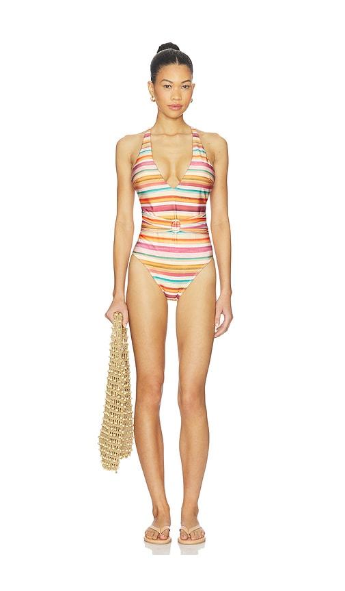 L'AGENCE Plunge One Piece in Peach,Orange by L'AGENCE