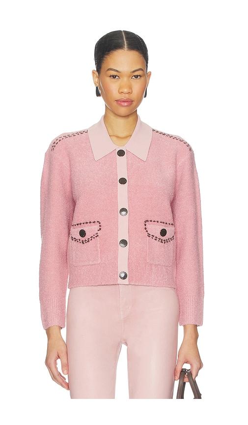 L'AGENCE Poetry Stitch Crop Cardigan in Rose by L'AGENCE