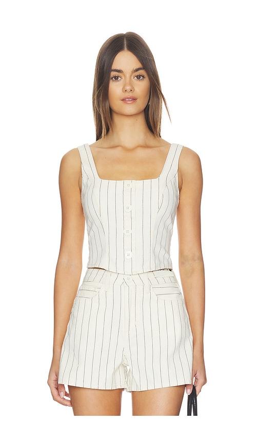 L'AGENCE Saga Button Front Top in Cream by L'AGENCE
