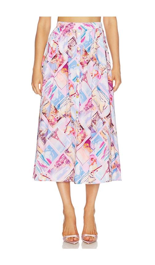 L'AGENCE Seina Midi Skirt in Pink by L'AGENCE