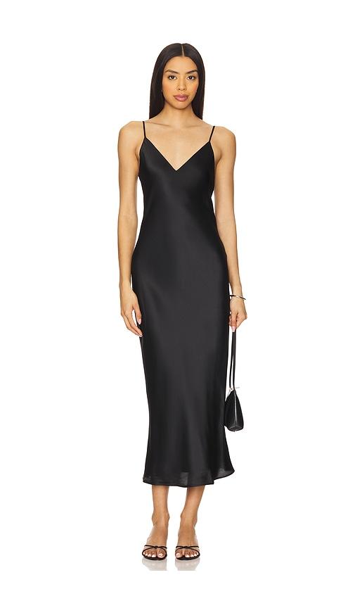 L'AGENCE Seridie Slip Midi Dress in Black by L'AGENCE