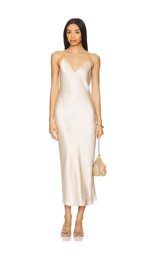 L'AGENCE Seridie Slip Midi Dress in Ivory by L'AGENCE