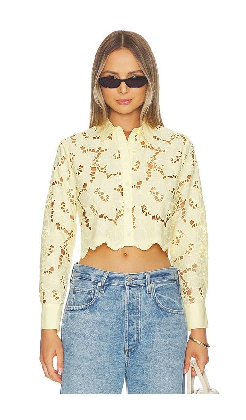 L'AGENCE Seychelle Cropped Button Down Top in Lemon by L'AGENCE
